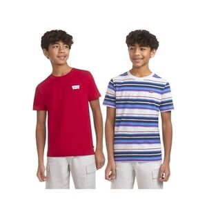 Levi's Boy's 2-Pack Striped and Red Graphic Logo T-Shirts X-Large-18/20 NWT